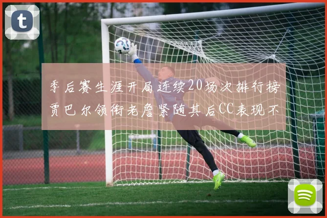 季后赛生涯开局连续20场次排行榜贾巴尔领衔老詹紧随其后CC表现不俗